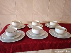 Antiques: Precioso juego de desayuno y merienda de porcelana bernardaud limoges vivaldi,18 piezas